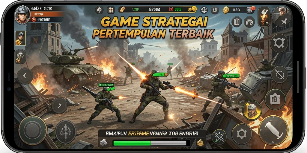 Screenshot menampilkan pertempuran epik dalam game SLG.