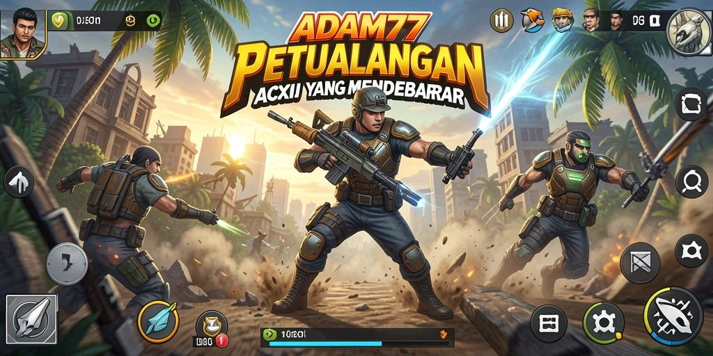 Screenshot menampilkan aksi mendebarkan dalam ADAM77.
