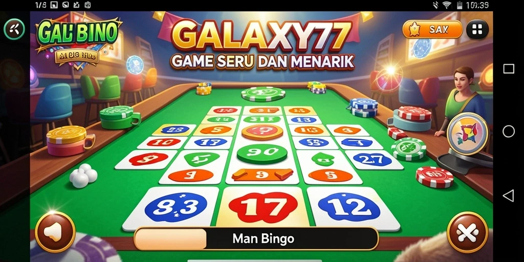 Screenshot gameplay GALAXY77 dengan suasana Bingo yang meriah.