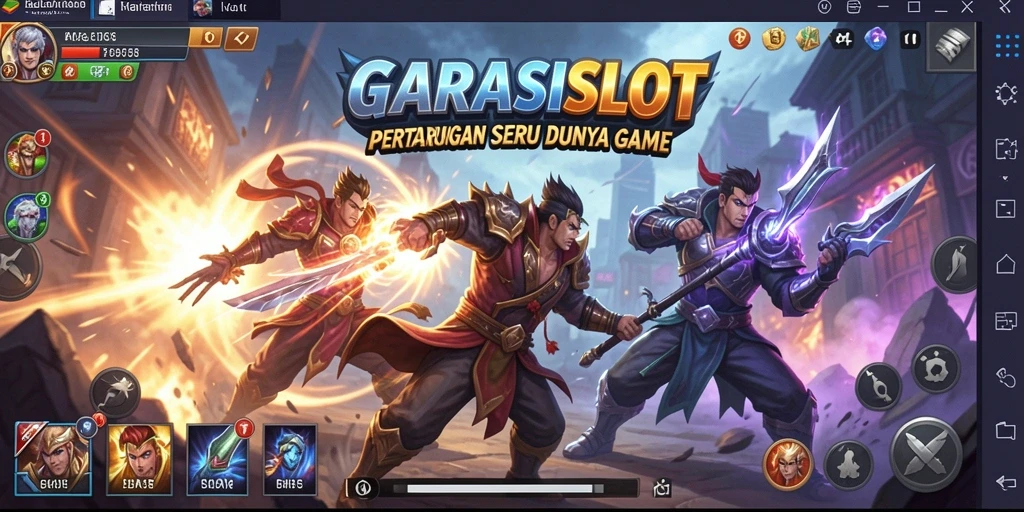 Screenshot menggambarkan pertarungan mendebarkan dalam GARASISLOT.