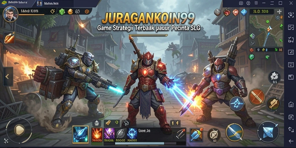 Tampilan gameplay seru JURAGANKOIN99 dengan strategi menaklukkan musuh.