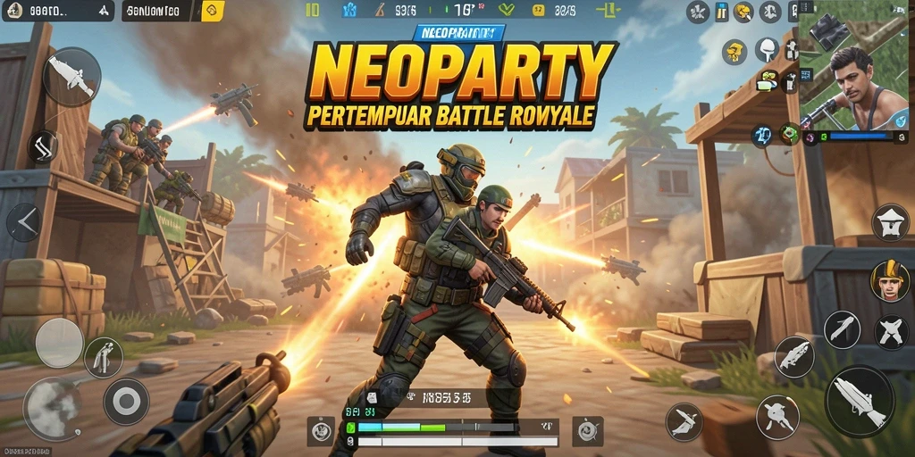 Tampilan gameplay seru di NEOPARTY saat pertempuran intens.