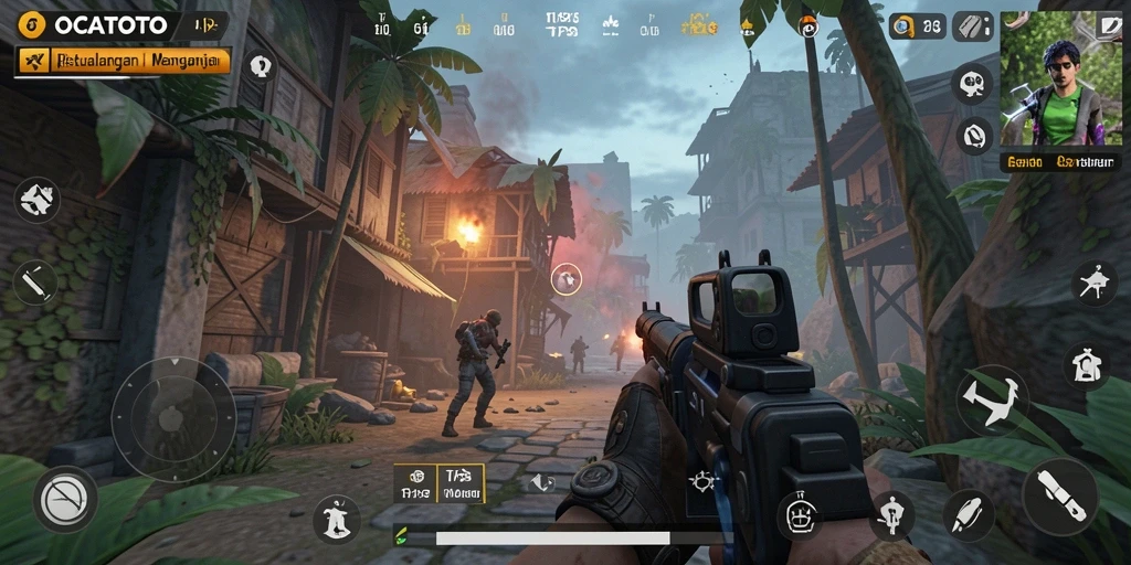 Screenshot gameplay OCATOTO menampilkan aksi seru dalam mode TPS.