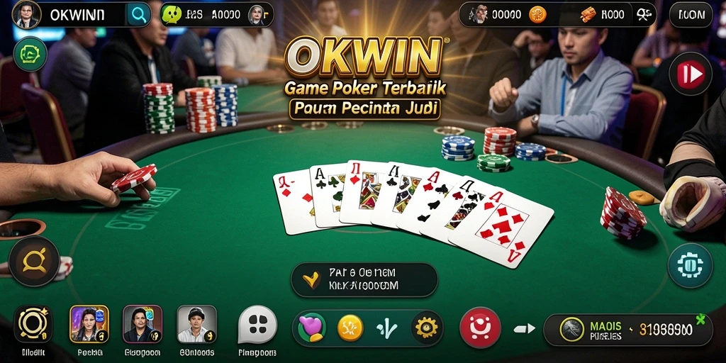 Tangkapan layar gameplay OKWIN menampilkan momen seru saat bermain Poker.