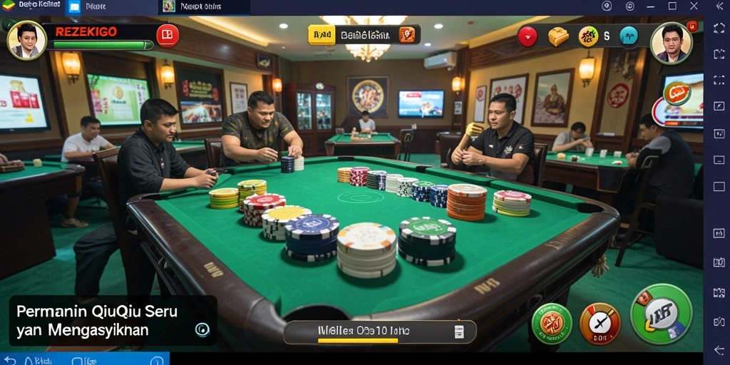 Tampilan menarik dari gameplay QiuQiu di REZEKIGO.