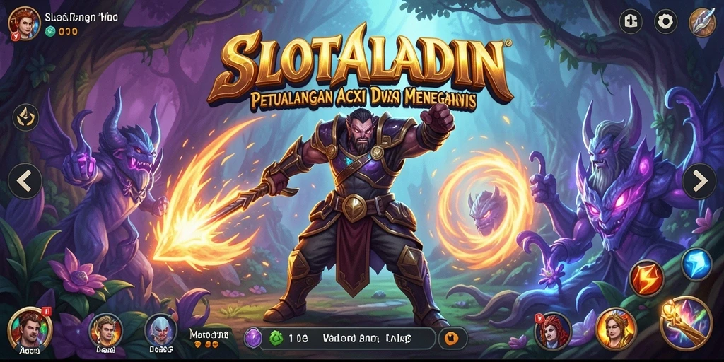 Tangkapan layar gameplay <strong>SLOTALADIN</strong> dengan aksi pertempuran epik.