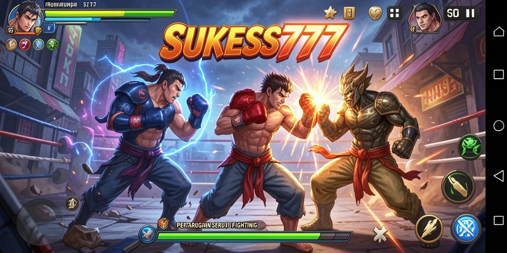 Screenshot menunjukkan aksi pertarungan yang mendebarkan dalam SUKSES777.