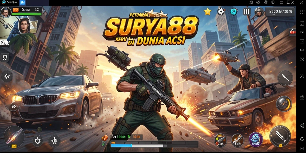 Screenshot SURYA88 menampilkan aksi mendebarkan di tengah pertempuran.