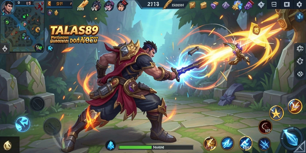 Tampilan seru permainan MOBA di TALAS89 dengan aksi karakter.