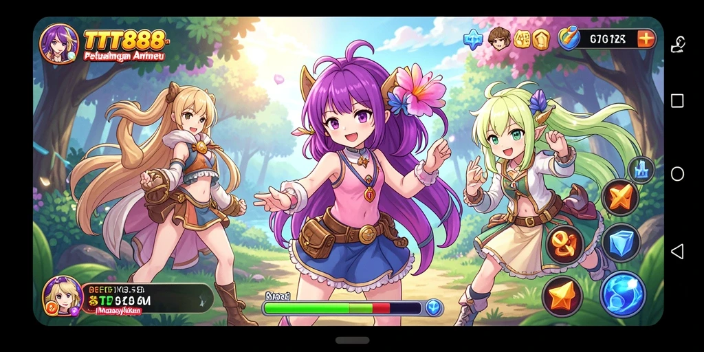 Screenshot gameplay TTT888 menampilkan aksi seru di dunia anime.